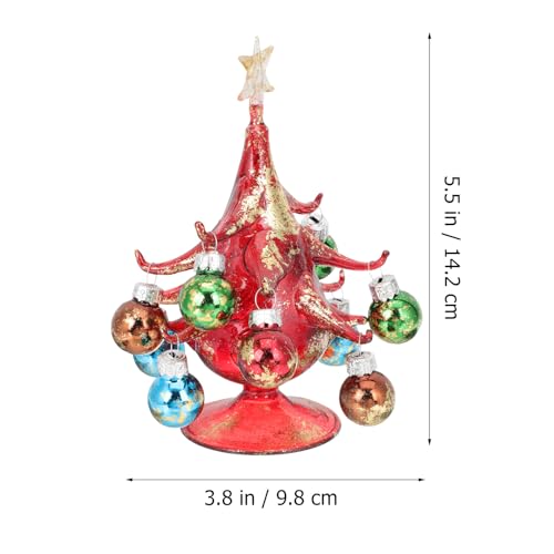 Árbol de Navidad de vidrio rojo miniatura para decorar espacios pequeños sin esfuerzo 3