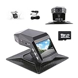XYBkey Dashcam für das Auto mit Dual-Aufnahme, 2-Zoll-Bildschirm, HD-Kamera, 170-Grad-Weitwinkel, WDR, Nachtsicht, Schwerkraftsensor und 64-GB-Karte
