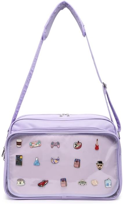Messenger Ita Bag Canvas Pin Display Purse Crossbody Shoulder Bag for Womens