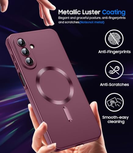 Image of MagPro Metallic Finish Case for Samsung Galaxy A57 5G | MagSafe Compatible Magnetic Cover, Matte Luxury Metallic Luster, Shockproof TPU, Camera Lens Guard, Wireless Charging Compatible | Red
