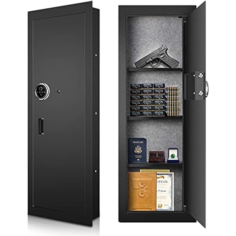 Biometric Large Wall Safe, Hidden Fingerprint Security Wall Safe, In Wall Safe Between Studs, Perfect for Home/Office/Hotel, Secure Handgun, Documents, Jewelry, Valuables Cover