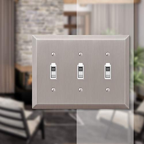 Amerelle 163Tttbn Century Triple Toggle Steel Wallplate In Brushed Nickel #TOP2