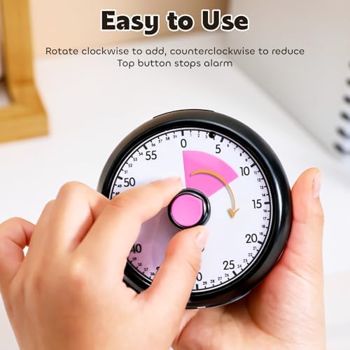 Time Timer Visueller Timer Kinder - Analog Timer für Schule & Hausaufgaben - Ideal bei ADHS & Autismus (Schwarz Rosa)  
