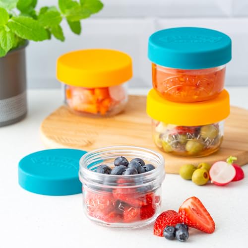 Image of Kilner Premium 2 x 125ml Transparent AirtightTwist Lock Glass Containers Set Ideal for Snacks, Cut Fruits, Dips | Snack and Storer Set