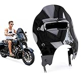 Kiawnia Windshield Windscreen with Bracket for Harley Touring Road King FLHR 1994-2022/ Special FLHRXS 2017-2024/ Classic FLHRC 2007-2020, Freewheeler FLRT 2015-2023 (Black+Black Bracket)