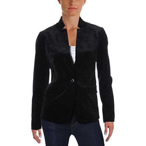 Maison Jules Womens Velvet Blazer Jacket, Black, 2