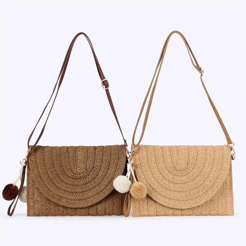 Handmade Woven Shoulder Bag Tassel Hollow Design Beach Vacation Can Be Used As Women's Handbag and Crossbody Bag Straw Bag2