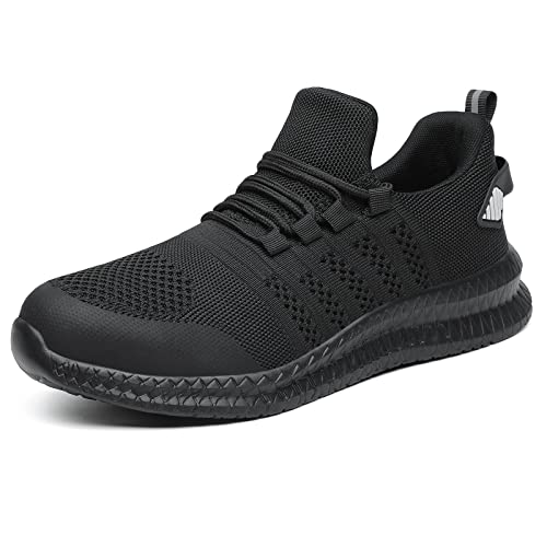 Image of LUPWEE Steel Toe Shoes for Men Puncture Proof Slip Resistant Black M8.5