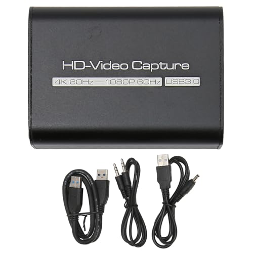 4K Audio Video Capture Card, USB 3.0 Video Capture Device, HD 1080P 60 FPS for Game Recording, Live Streaming, Works with DSLR