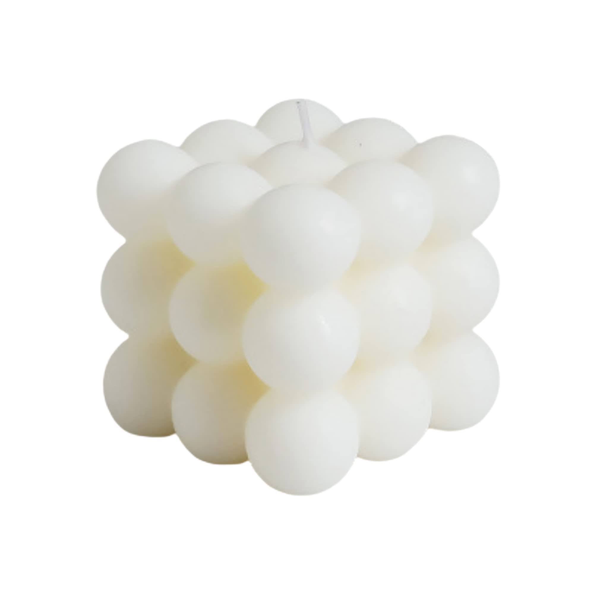 Bubble Candle Cube Shaped Scented - 100% Soy Wax Candle - Aesthetic Candle Decor - Candles to Gift (White)