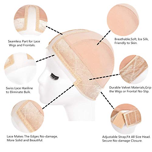 Gripcap en dentelle velours beige pour perruques et frontaux