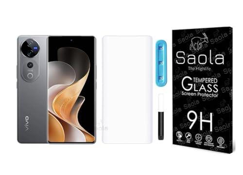 Image of Saola 1-Pack UV Curved Tempered Glass for Vivo V40 Pro | 9H Hardness | Edge-to-Edge Full Screen Coverage | UV Light Installation | Scratch Resistant | Case Friendly Screen Protector. (6.78 Inches)