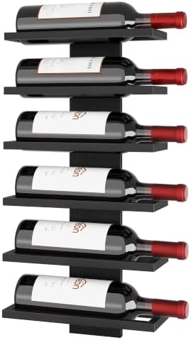 Hoctieon 6 Tier Wall Mount Wine Rack, Wall Mounted Wine Bottle Ra...