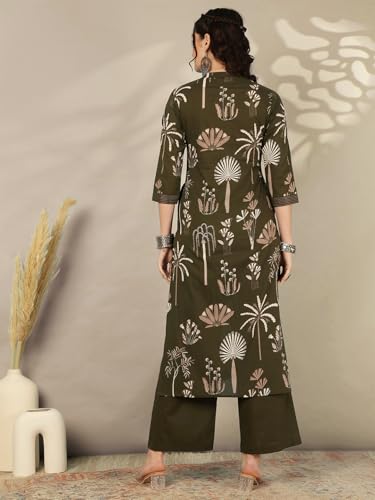 Image of GULMOHAR JAIPUR Women's Rayon Calf Length Printed Straight Kurta Bottom Set