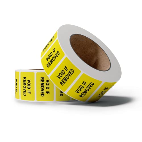 Gluetack -1000 Etiquetas Adhesivas de Seguridad Preimpresas Void if Removed (45 x 25 mm) | 1 Rollo x 1000 Pegatinas Ultradestructibles Amarillas con Adhesivo Extrapermanente Cover