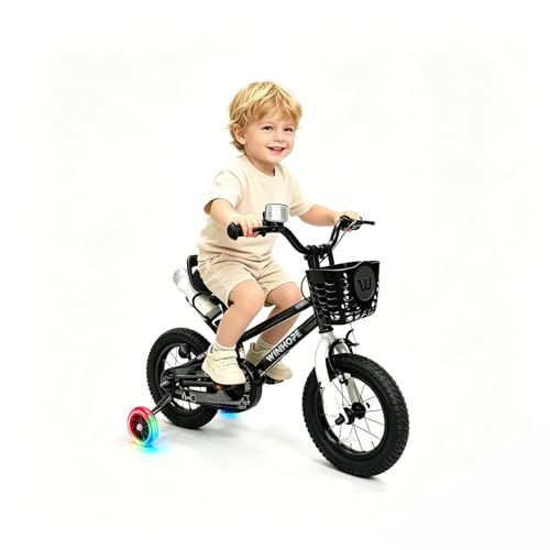 WinHope Kids Bike, 12 14 16 18 Inch Children Bicycle with Light up Training Wheels and Dual Brakes for Boys Girls 2-9