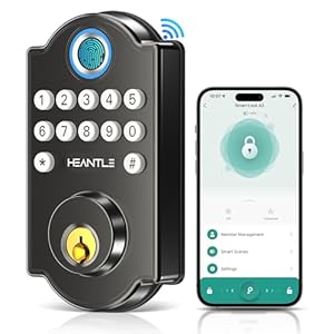 Smart Door Lock WiFi Deadbolt: HEANTLE Keyless Entry Front Door Lock Fingerprint Electronic Digital Keypad Deadbolt with Alexa Voice App Remote Control Auto Lock Matte Black