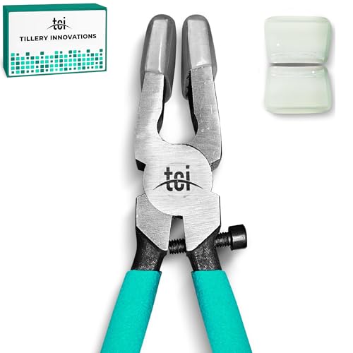 Tillery Innovations - Professional Stained Glass Running Pliers with Free Bonus Extra Rubber Tips Perfect for Stained Mosaic Fused Glass Projects. Craft Beauty