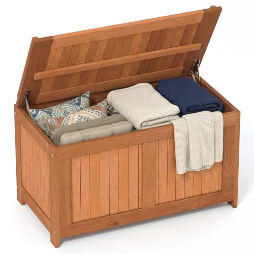 HAPPYGRILL Outdoor Wood Deck Storage Box Bench