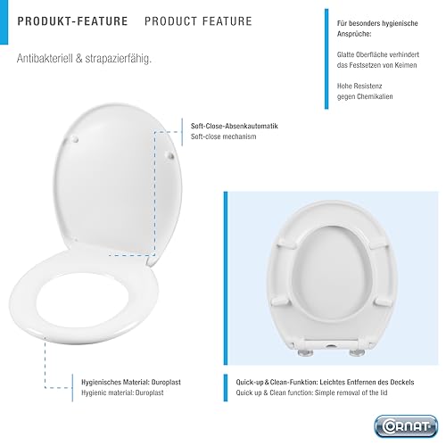 Siège de toilette déclipsable Quick up & Clean Cornat Nuwei Duroplast