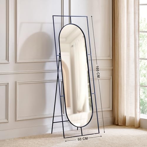 Image of Home Centre | Saga Metal Standing Mirror | Full Length Dresser Mirror | Black | 1 Year Warranty