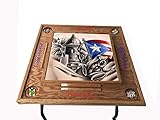 latinos r us Puerto Rico Domino Table Símbolos Bóricua (Dark Walnut)