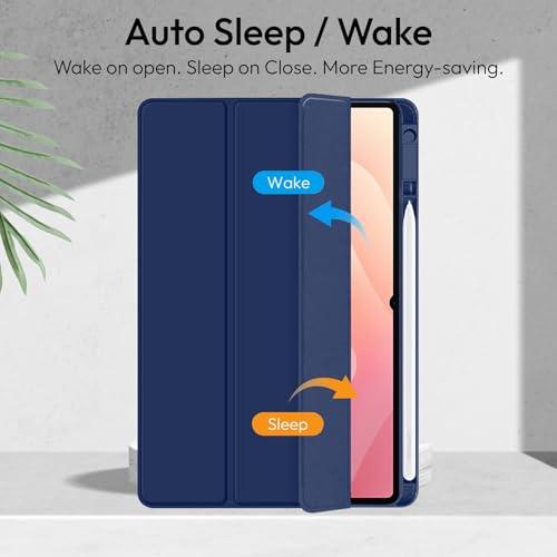 Image of Robustrion Cover Case for Samsung Galaxy Tab S11 Ultra 14.6 inch Cover with [S-Pen Holder], Hybrid Flip Cover Case for Samsung S11 Ultra Tablet 14.6 inch with Transparent Back [Auto Sleep Wake] - Navy