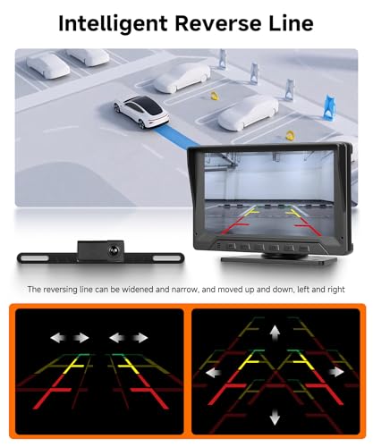 Image of 7 inch Wired Backup Camera System with Radar Ranging | 1080P IR Night Vision, IP68 Waterproof, Intelligent Reverse Lines, HD Touch Key Monitor for Trailer Camper Truck