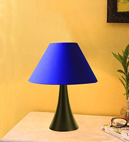 Image of VRCT Blue Cotton Shade Beautiful Table Lamp with Metal Base, Holder Type B-22 (Bulb Not Included)