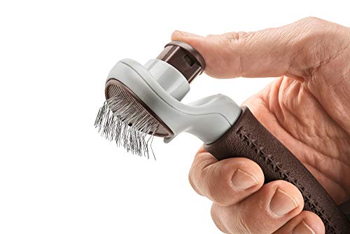 HUNTER SPA Zupfbürste selbstreinigend, für Hunde, 17,0 x 9,0 cm, M, grau / braun