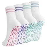 Utensilsto 4 Paar Rutschfeste Socken Damen, Pilates Yoga Socken 38-42, Stoppersocken mit Griffen AntiRutschSocken für Damen und Mädchen Zuhause Ballett Tanz Fitness