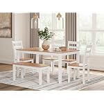 Signature Design by Ashley Gesthaven Modern Dining Table with 4 Chairs and Bench, Set of 6, White & Light Brown - Image 2