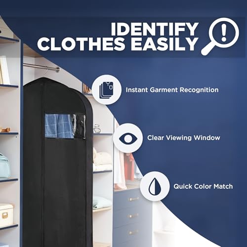 Garment Bag for Hanging Clothes - Travel Suit Bag Closet Covers for Men and Women - Long Dress, Mens Jackets, Coats, Shirts, Dance Clothing Protector, Zipper Hanger Wardrobe Dust Cover (42 Inch) thumbnail 2
