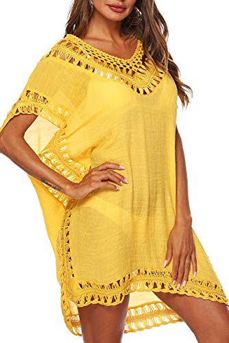 Image of Adisputent Womens Swimsuits Cover Ups Crochet Chiffon Beach Cover Bathing Suit Bikini Wear Coverups Dress