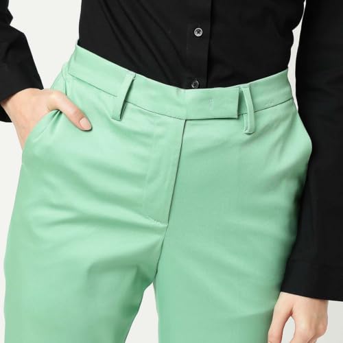 Image of Marks & Spencer Womens Solid Mid Rise Slim Fit Trouser
