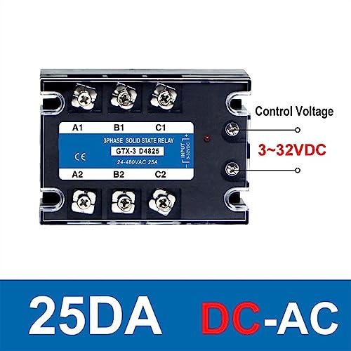 Relais à semi-conducteurs triphasé SSR 25A DC-AC 24-480V pour industrie