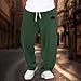 Mens Baggy Corduroy Pants Casual Drawstring Solid Trousers Elastic Waist Fashion Loose Fit Going Out Wide Leg Vintage Open Bottom Sweatpants Green