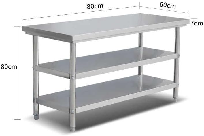 Stainless Steel Commercial Worktable with 3-Tier Shelf, Heavy-Duty Catering Prep Table for Restaurant, Home Kitchen, Food Preparation, Durable Kitchen Workbench