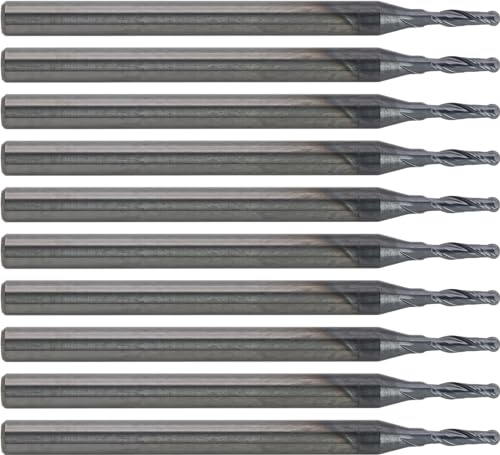 CME 10 pcs Micrograin Carbide End Mills, Ball Nose, TiAlN Coated, 1/16