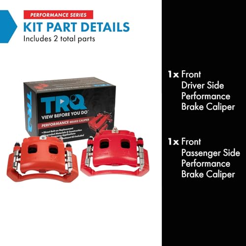 Image of TRQ Performance Front Brake Caliper Set Painted Red Brackets