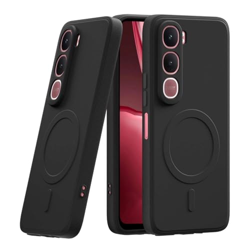 Image of Back Cover Compatible with Vivo Y31 5G | MagFit Ring Design (Non-Magnetic) | Shockproof Case | Anti-Slip Grip | Raised Camera Edges | Slim Protective Case for Vivo Y31 5G (Matte Black)