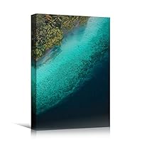 Canvas Wall Art Coastal Aerial View Beach Beach Blue Coastal Cool Photography Relax/Calm - 12x18 inches