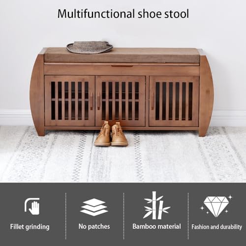 Banc de rangement pour chaussures en bambou robuste avec assise confortable - 6