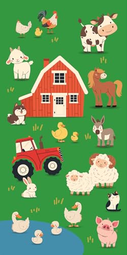 TAMEOLIE Toalla de granja, 70 x 140 cm, 100% algodón, toalla de playa, de secado rápido (granja)