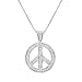 Amanda Rose Collection Diamond Peace Sign Pendant Necklace in Sterling Silver on an 18in Box Chain | Real Diamond Necklaces Gifts for Women