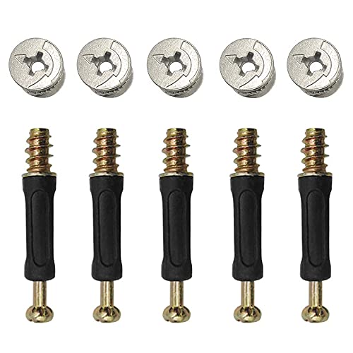 Bestgle 50 Sets Furniture Connecting Cam Lock Fittings with Dowel, Cam Lock Connectors, Fastener Screws & Nuts for Wardrobe, Cabinet & Wood Panel Assembly