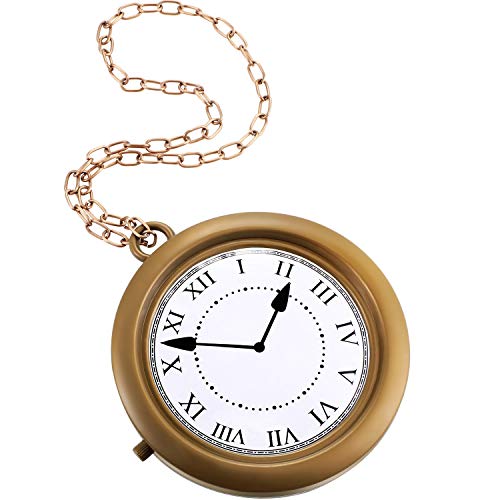Gold Clock Necklace White Rabbit Clock Hip Hop Rapper Clock Oversized Non-Functioning Rabbit Costume Pendant for Women Men