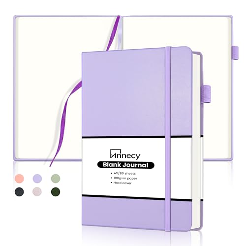 Annecy-Blank-Journal-Notebook-Medium-55x-825-160-Pages-100GSM-Writing-Paper-A5-Purple-Faux-Leather-Cover-with-Pen-Loop