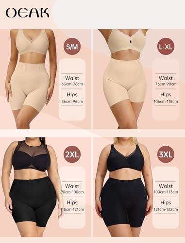 OEAK Tummy Control Shapewear for Women Seamless Girdle High Waisted Body Shaper Underwear Panty Smooth Under Dress Shapewear Nude Shorts M - Thumbnail 7