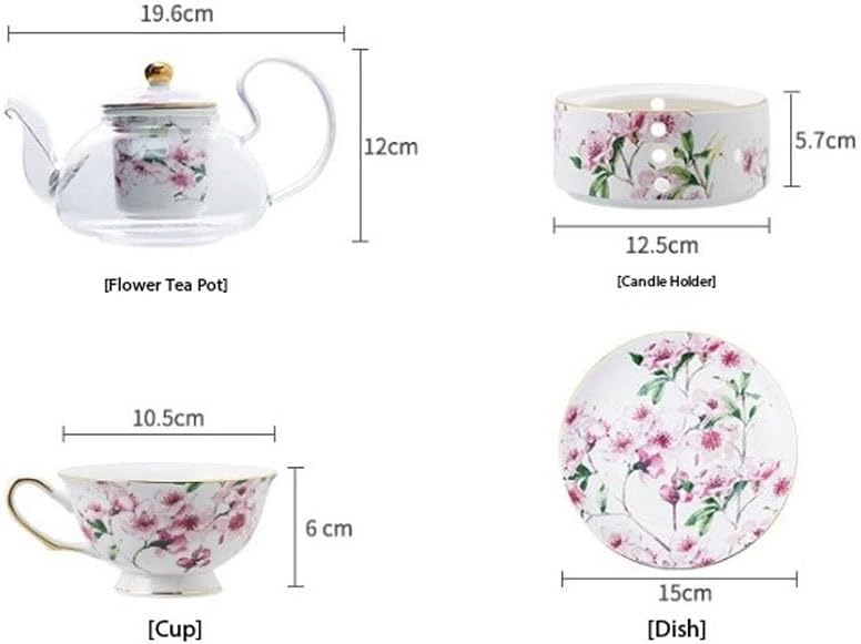 Ceramic Flower Teapot Heat Resistant Afternoon Camellia Tea Cups Sets with Filter Kits